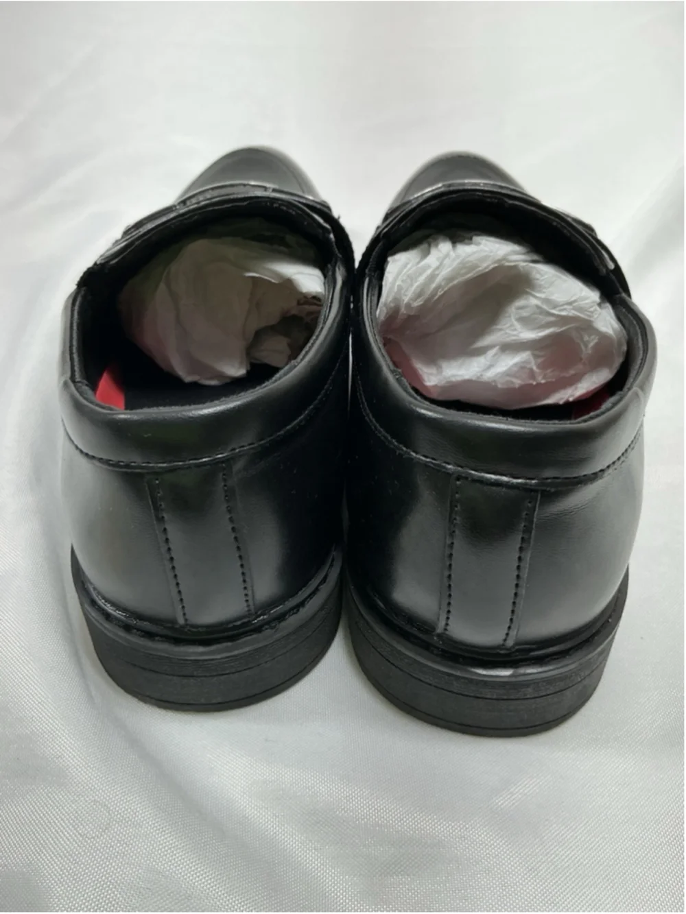 Boys Excellent Bruno Marc Slip On Dress Loafer Size 5 Black Block Heel